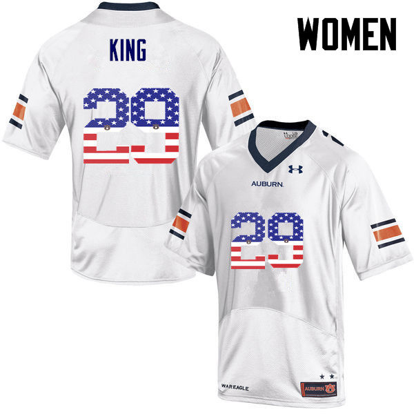 Women's Auburn Tigers #29 Brandon King USA Flag Fashion White College Stitched Football Jersey